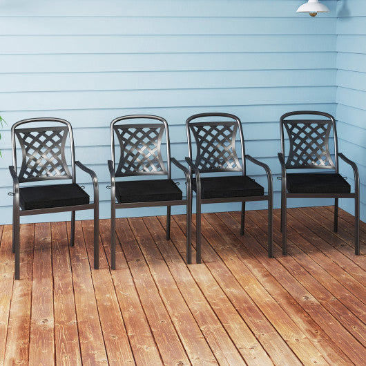 Outdoor Chair Cushion Set of 2 Waterproof Fade-Resistant Olefin Seat Cushions-Black