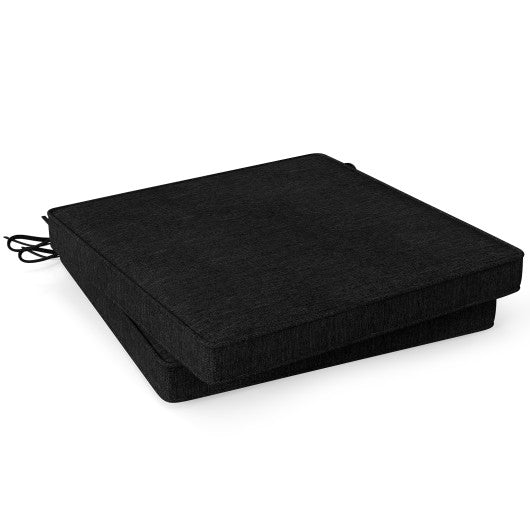Outdoor Chair Cushion Set of 2 Waterproof Fade-Resistant Olefin Seat Cushions-Black