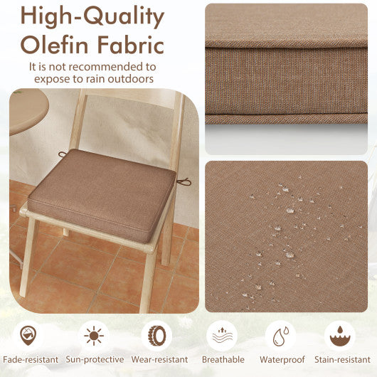 Outdoor Chair Cushion Set of 2 Waterproof Fade-Resistant Olefin Seat Cushions-Brown