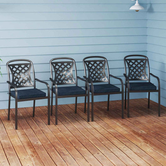 Outdoor Chair Cushion Set of 2 Waterproof Fade-Resistant Olefin Seat Cushions-Navy