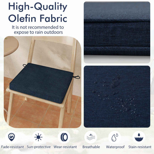 Outdoor Chair Cushion Set of 2 Waterproof Fade-Resistant Olefin Seat Cushions-Navy