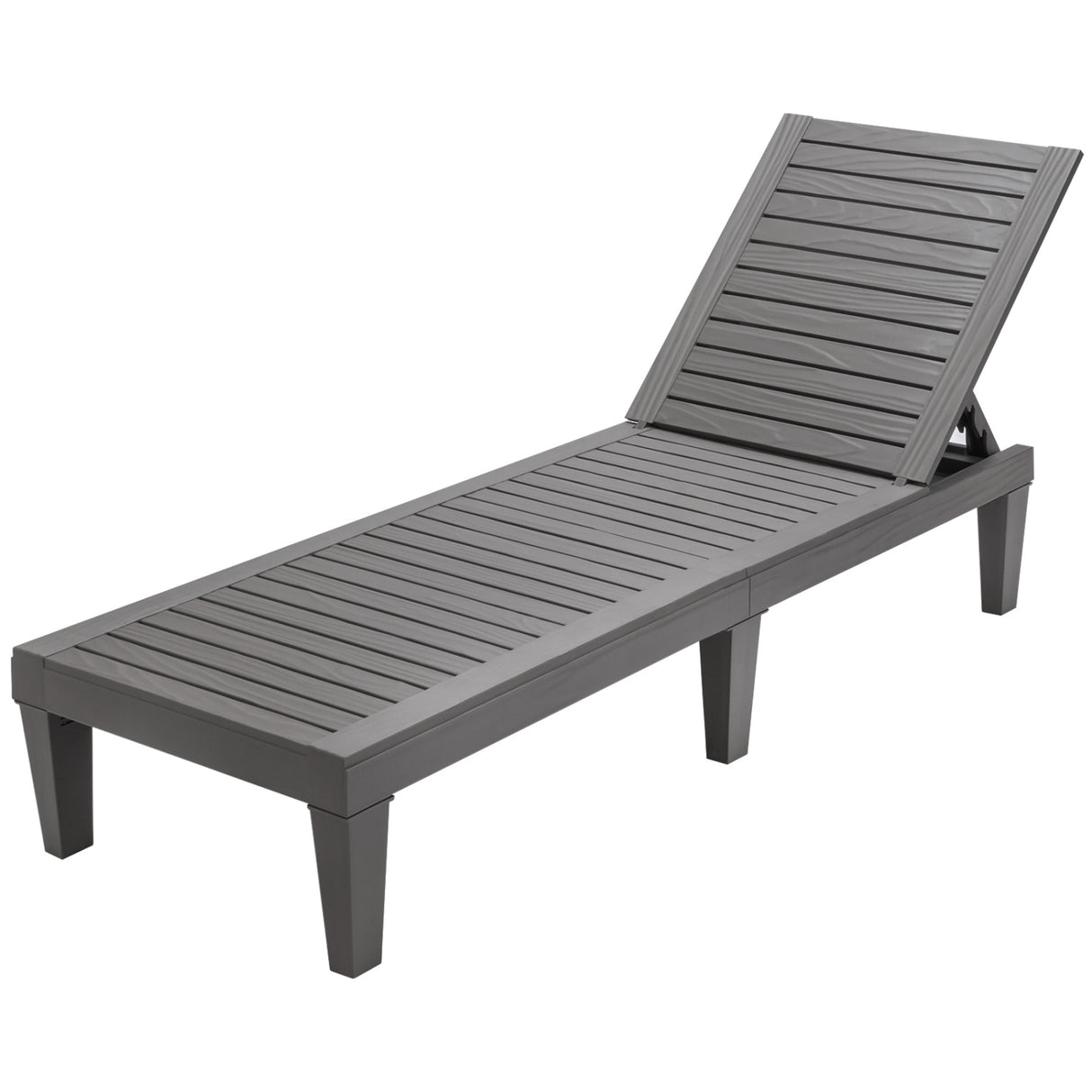 Outdoor Chaise Lounge Chair with 5 Positions Adjustable Backrest-Grey
