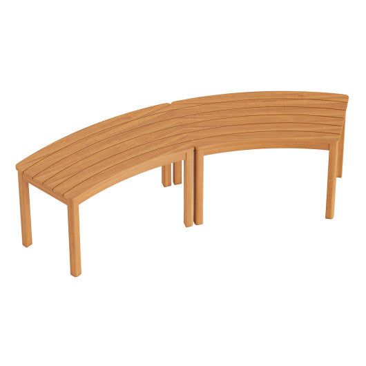 Outdoor Curved Acacia  Wood Bench Set of 2/3/4 for Front Porch-2