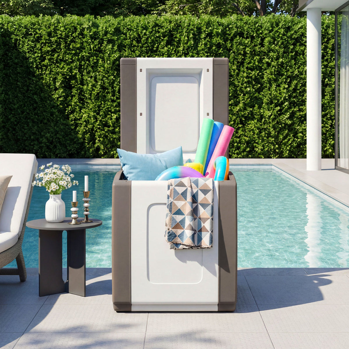 Outdoor Deck Box with Lid for Packages and Garden-Beige