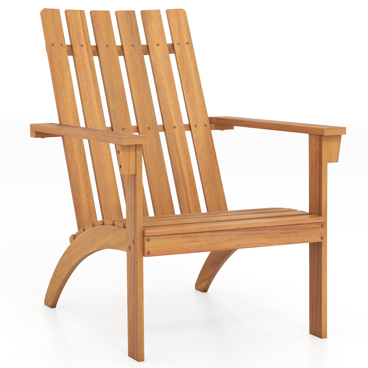 Outdoor Durable Patio Acacia Wood Adirondack Lounge Armchair-Natural