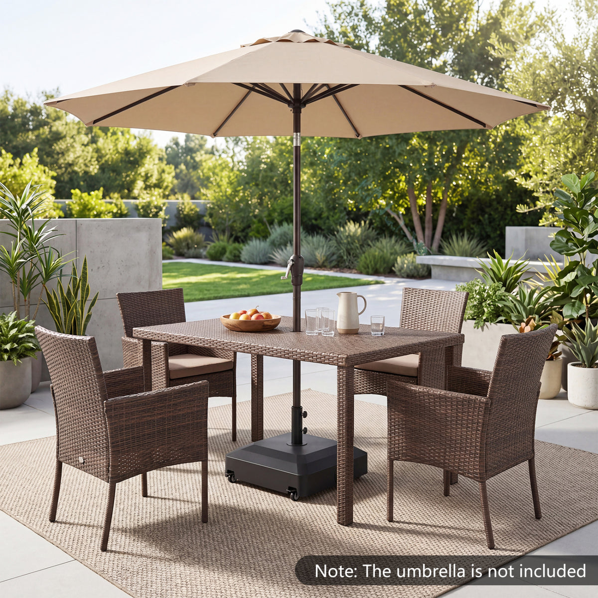 Outdoor Fillable Umbrella Base with Wheels Water Sand Weighted Umbrella Stand-Black