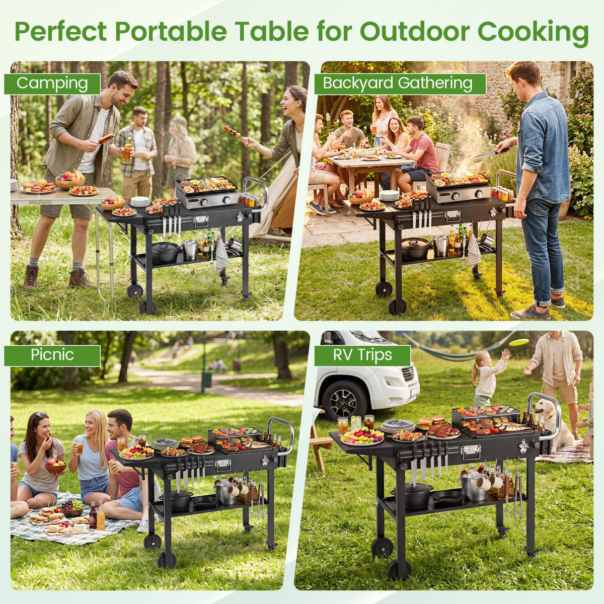 Outdoor Grill Cart Foldable Grilling Table for Blackstone Griddle with 31†x 17†Tabletop