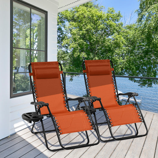 Outdoor Folding Zero Gravity Reclining Lounge Chair-Orange