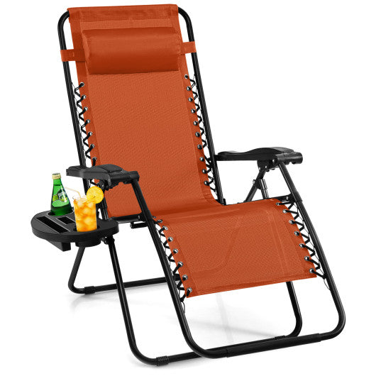 Outdoor Folding Zero Gravity Reclining Lounge Chair-Orange