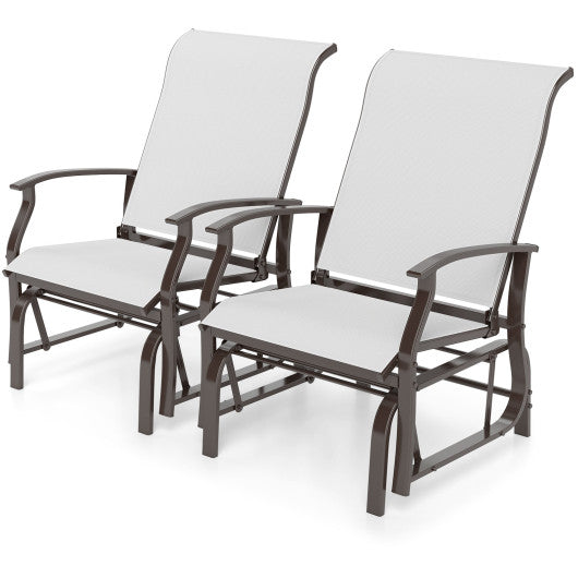 Outdoor Glider Chairs Set of 2 with Ergonomic Backrest and Seat-Beige