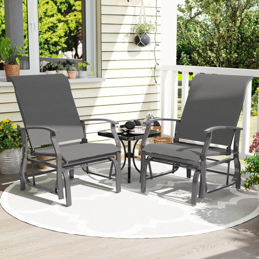 Outdoor Glider Chairs Set of 2 with Ergonomic Backrest and Seat-Gray