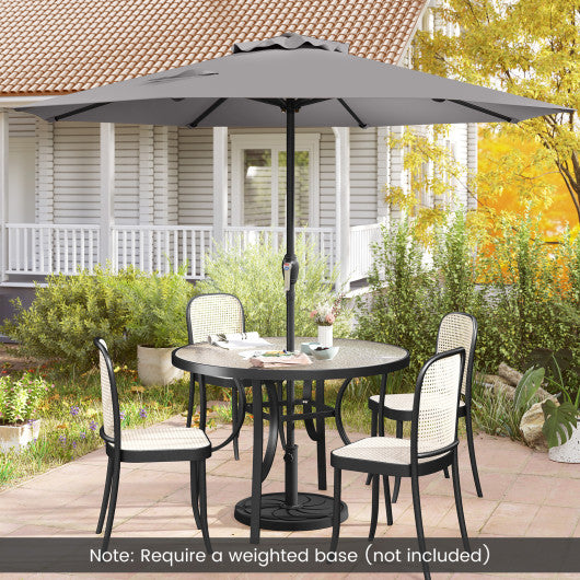 Outdoor Heavy Duty Market Umbrella with Crank Handle and 8 Sturdy Ribs-Gray