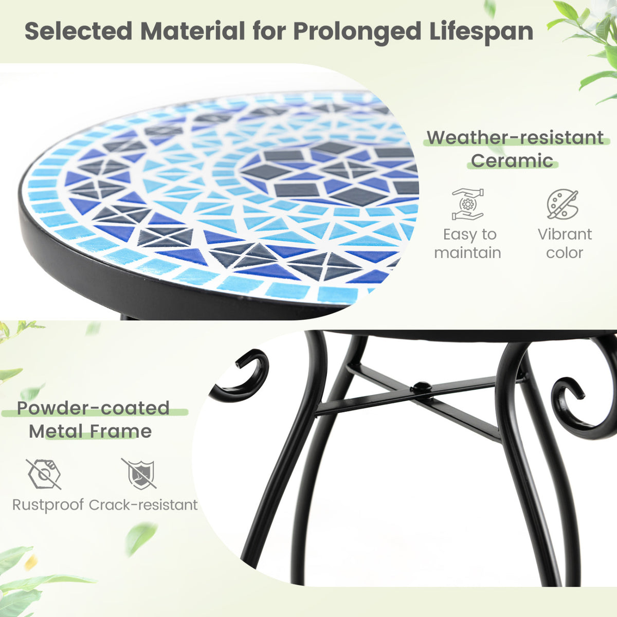 Outdoor Indoor Steel Accent Plant Stand Cobalt Table-Blue