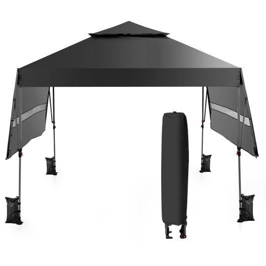 10 x 17.6 Feet Outdoor Instant Pop-up Canopy Tent with Dual Half Awnings-Black