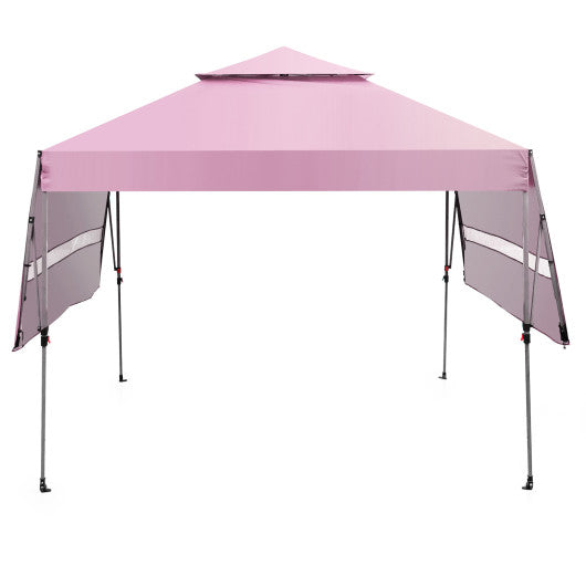10 x 17.6 Feet Outdoor Instant Pop-up Canopy Tent with Dual Half Awnings-Pink