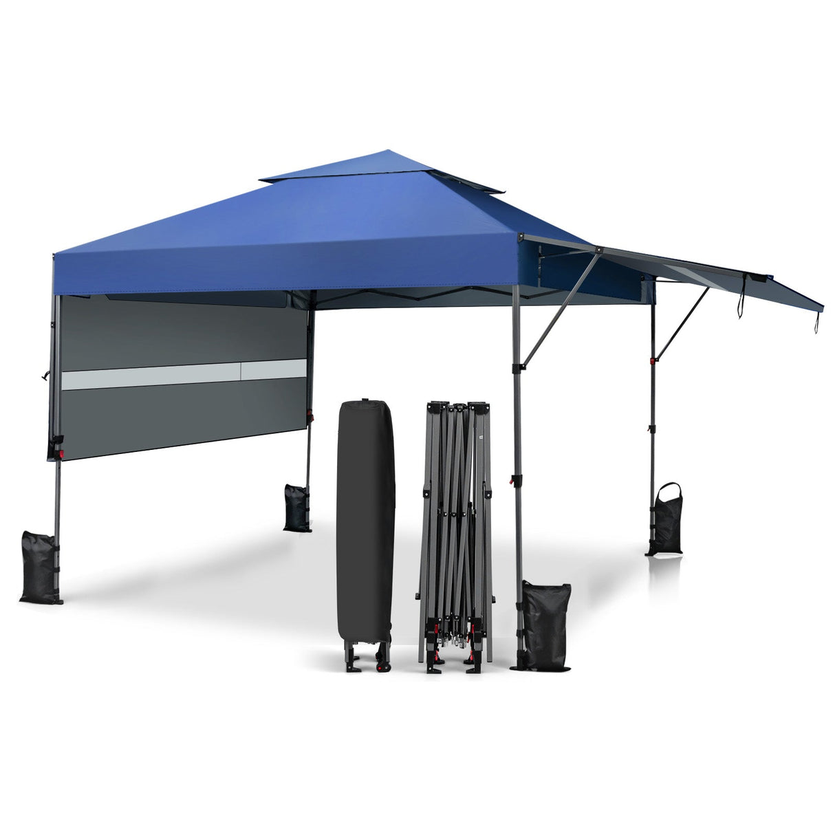 10 x 17.6 Feet Outdoor Instant Pop-up Canopy Tent with Dual Half Awnings-Blue by DirectDeals