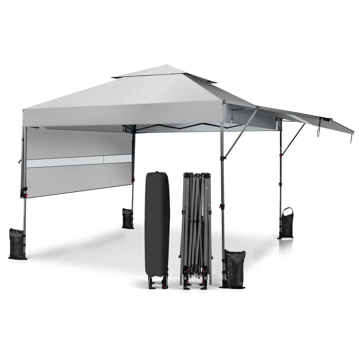 10 x 17.6 Feet Outdoor Instant Pop-up Canopy Tent with Dual Half Awnings-White by DirectDeals