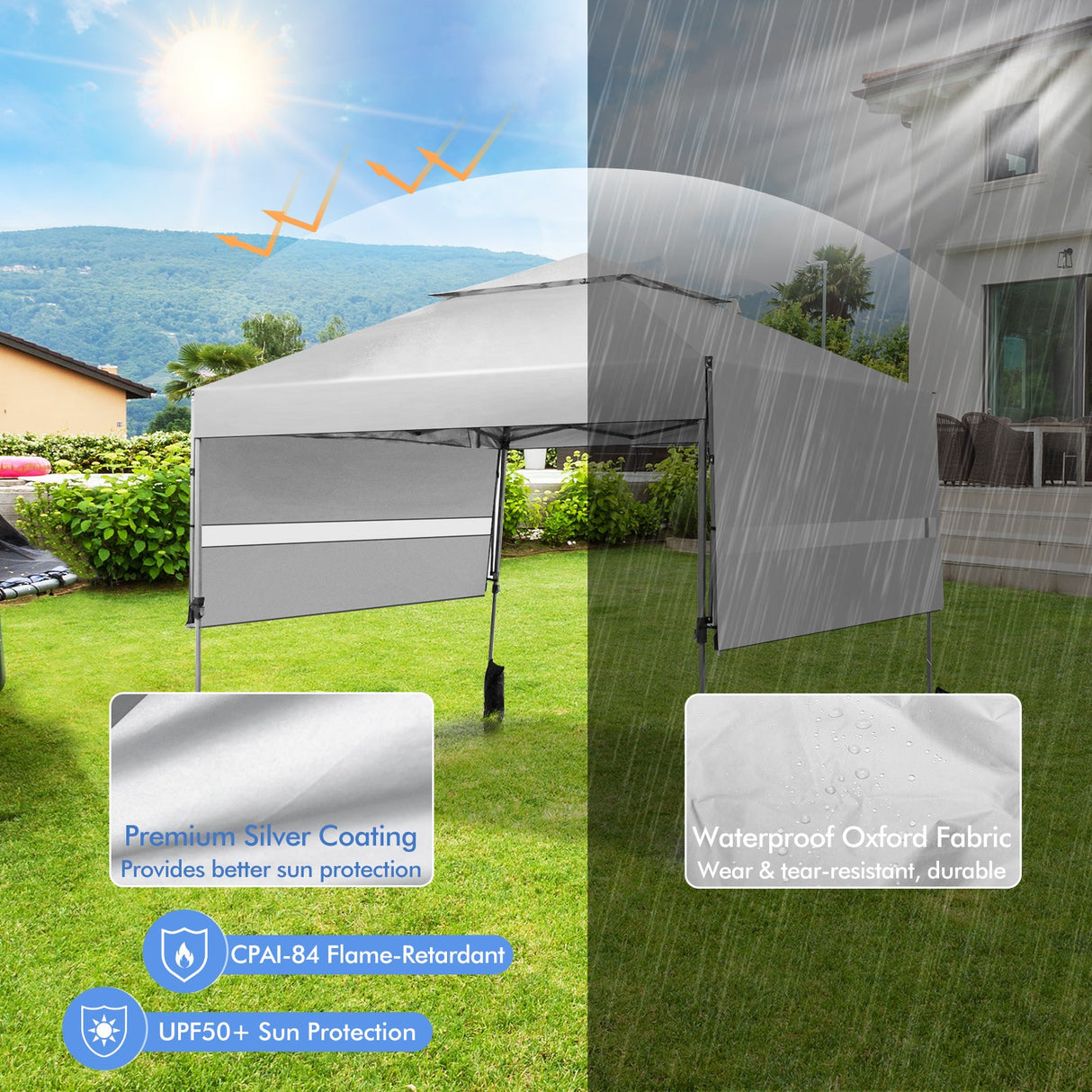 10 x 17.6 Feet Outdoor Instant Pop-up Canopy Tent with Dual Half Awnings-White by DirectDeals