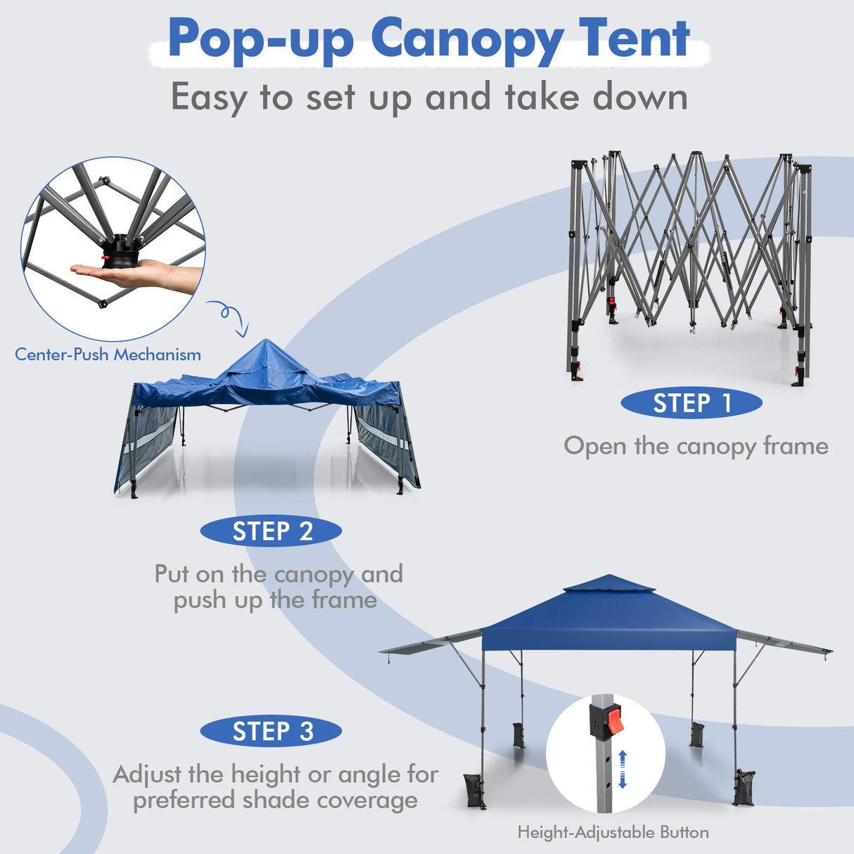 10 x 17.6 Feet Outdoor Instant Pop-up Canopy Tent with Dual Half Awnings-Blue by DirectDeals