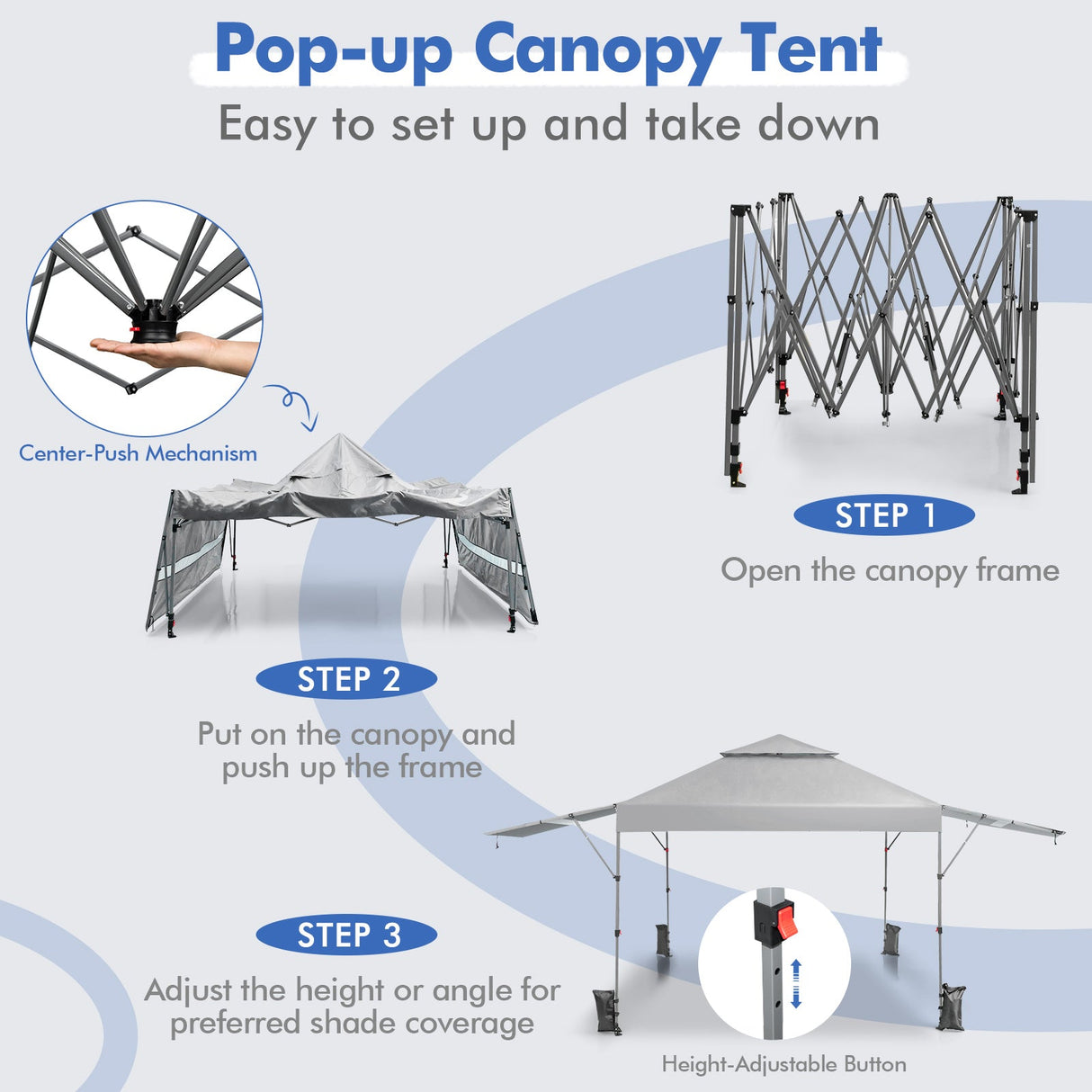 10 x 17.6 Feet Outdoor Instant Pop-up Canopy Tent with Dual Half Awnings-White by DirectDeals