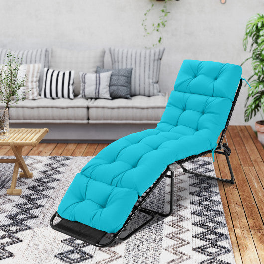 Outdoor Lounge Chaise Cushion with String Ties for Garden Poolside-Green