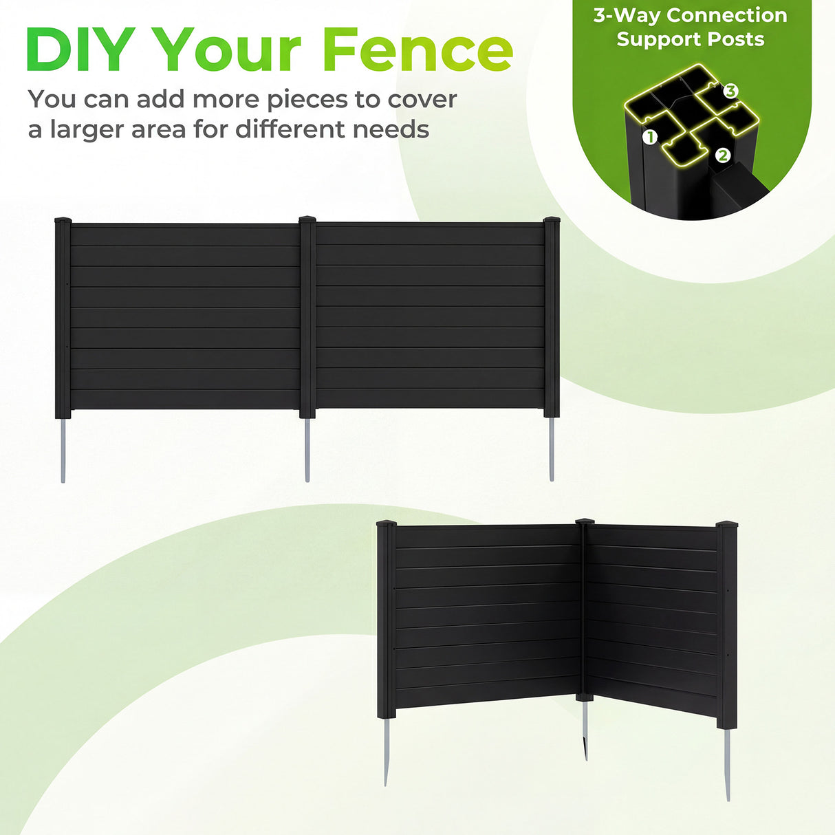 Outdoor PVC Air Conditioner Fence with 20 Inch Long Stakes-Black