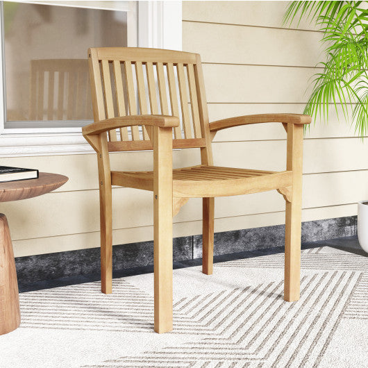 Outdoor Patio Chair with Slatted Seat and Curved Seat