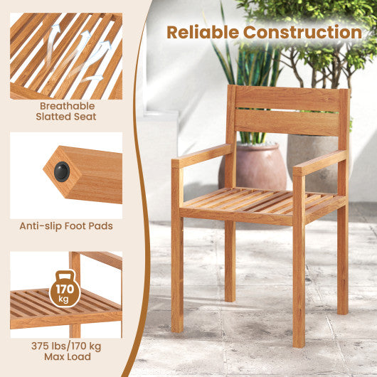 Outdoor Patio Dining Teak Wood Armchair