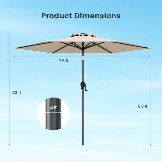 7.5 feet Outdoor Patio Heavy Duty Market Umbrella with Push Button Tilt-Beige