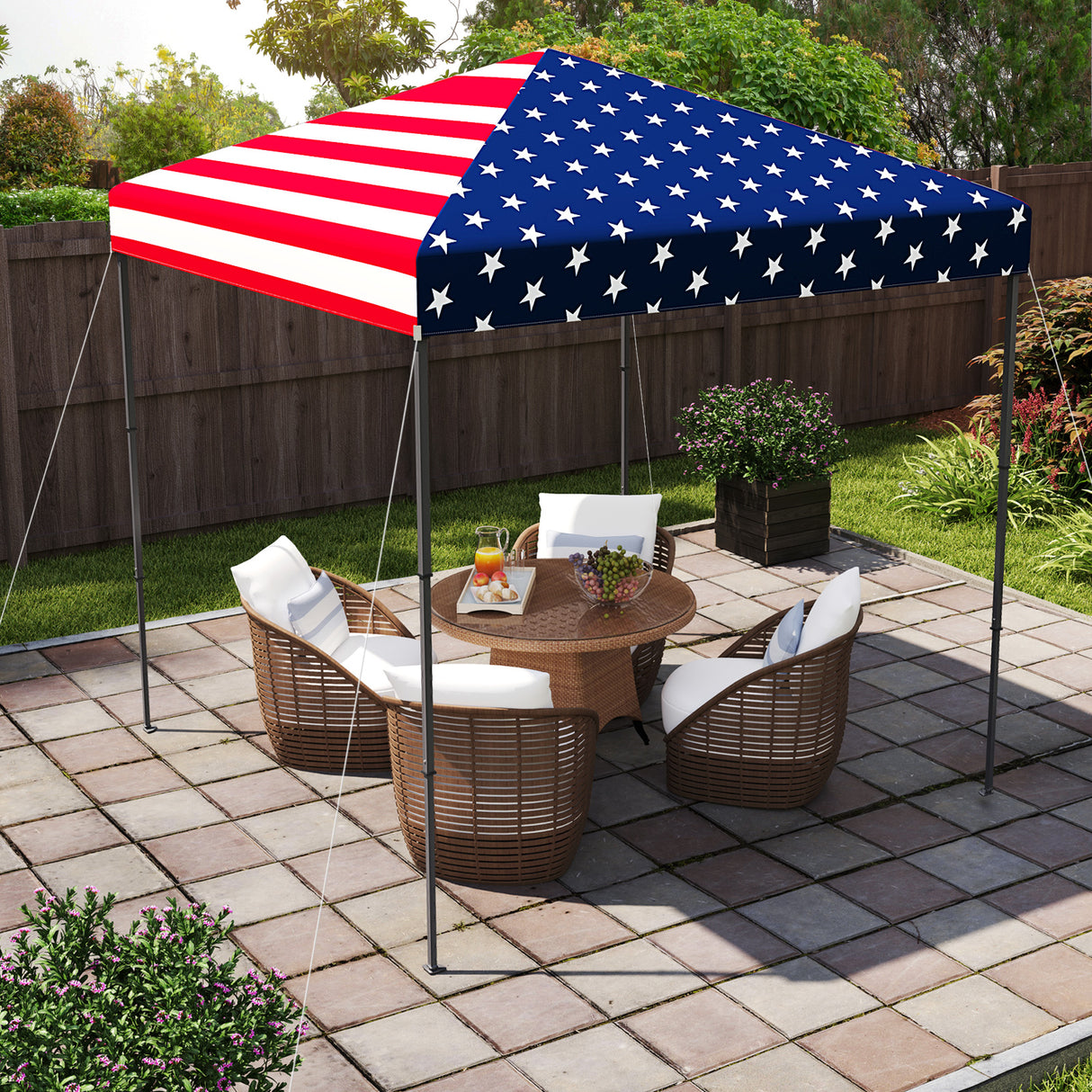 6.6 x 6.6 Feet Outdoor Pop-up Canopy Tent with UPF 50+ Sun Protection-Multicolor