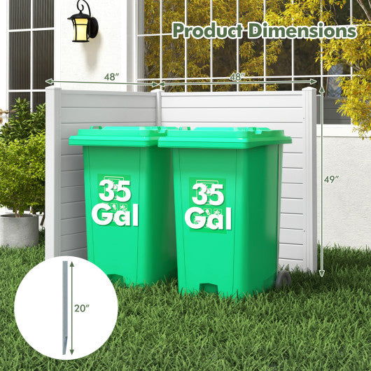 Freestanding 48 x 48 Inch Air Conditioner Fence with Metal Ground Stakes-White