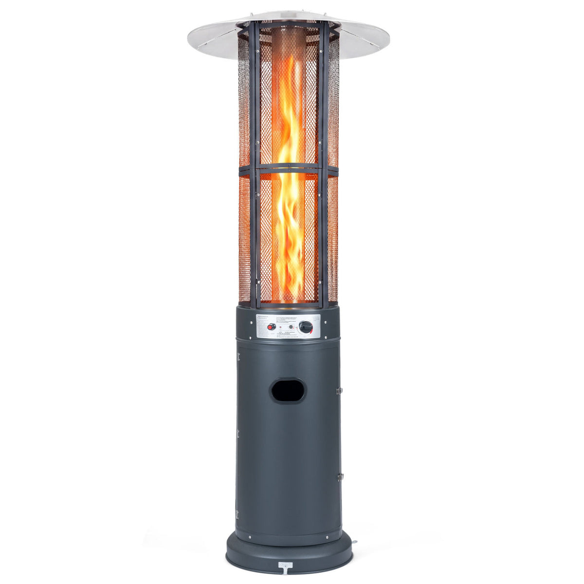 Outdoor Propane Patio Heater with Glass Tube and Tilt-Over Protection-Darkgray