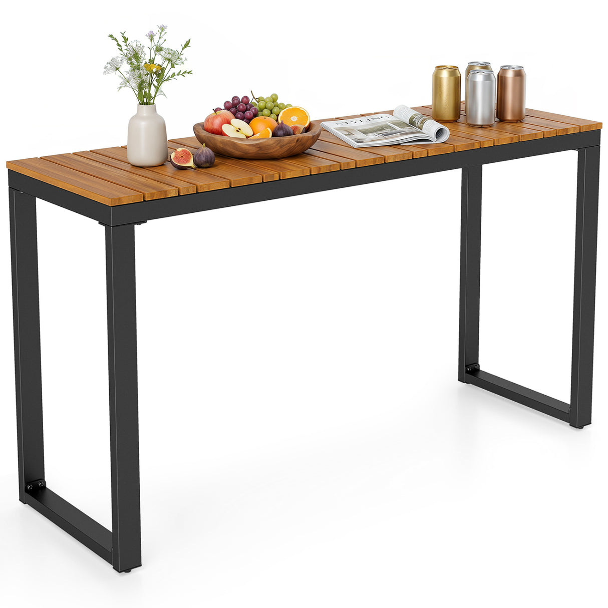 Outdoor Rectangle Console Table with Long-Lasting WPC Tabletop