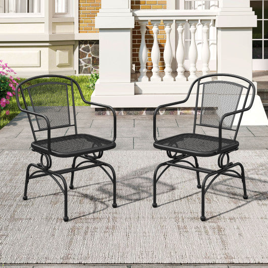 Outdoor Rocking Chair Set of 2 with Mesh Backrest and Seat for Yard-Black