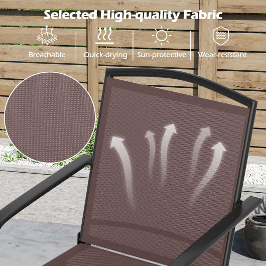 Outdoor Swivel Chairs Set of 2 with High Back and Breathable Seat-Coffee