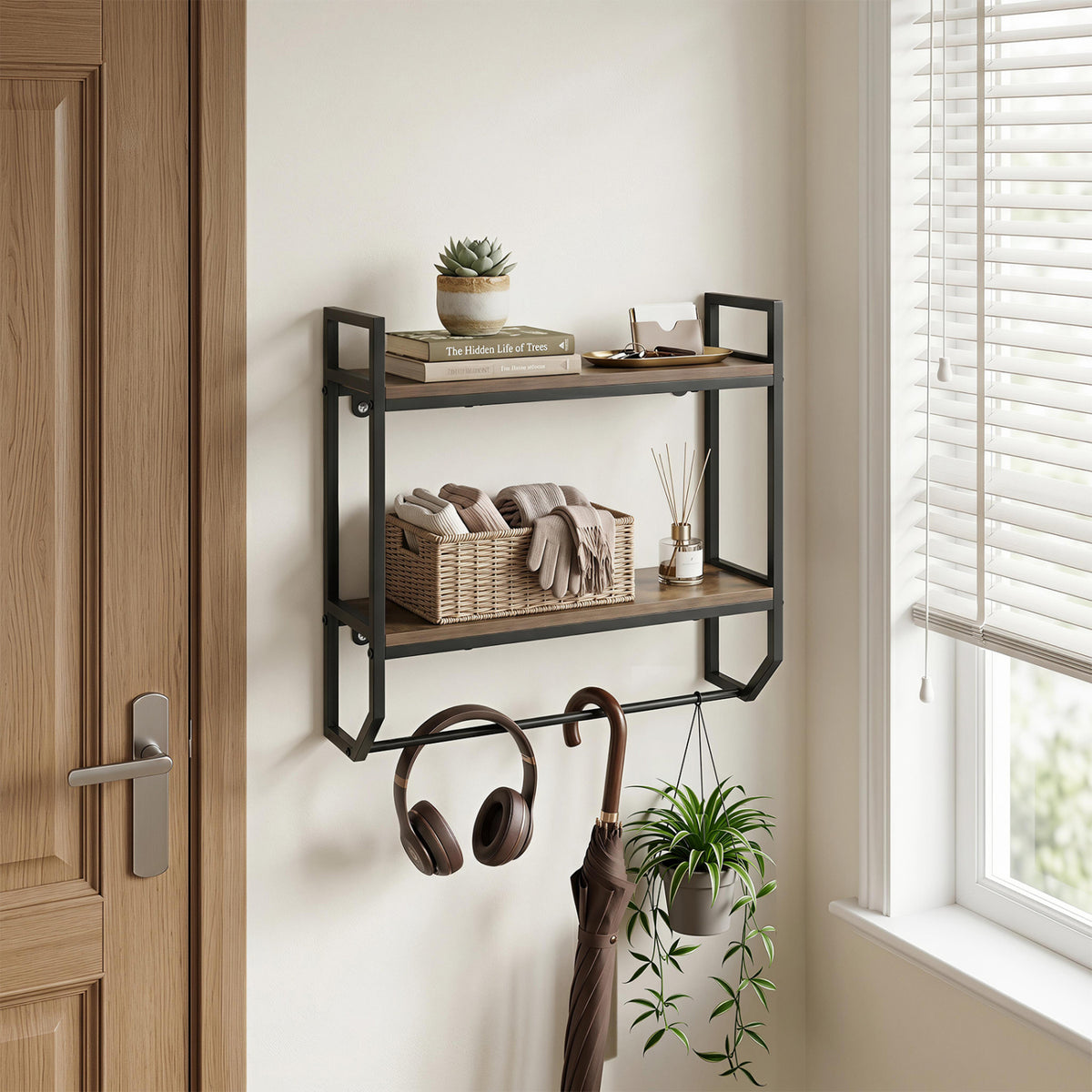 Over the Toilet Shelf Wall Mounted for Bathroom with Metal Frame-Gray
