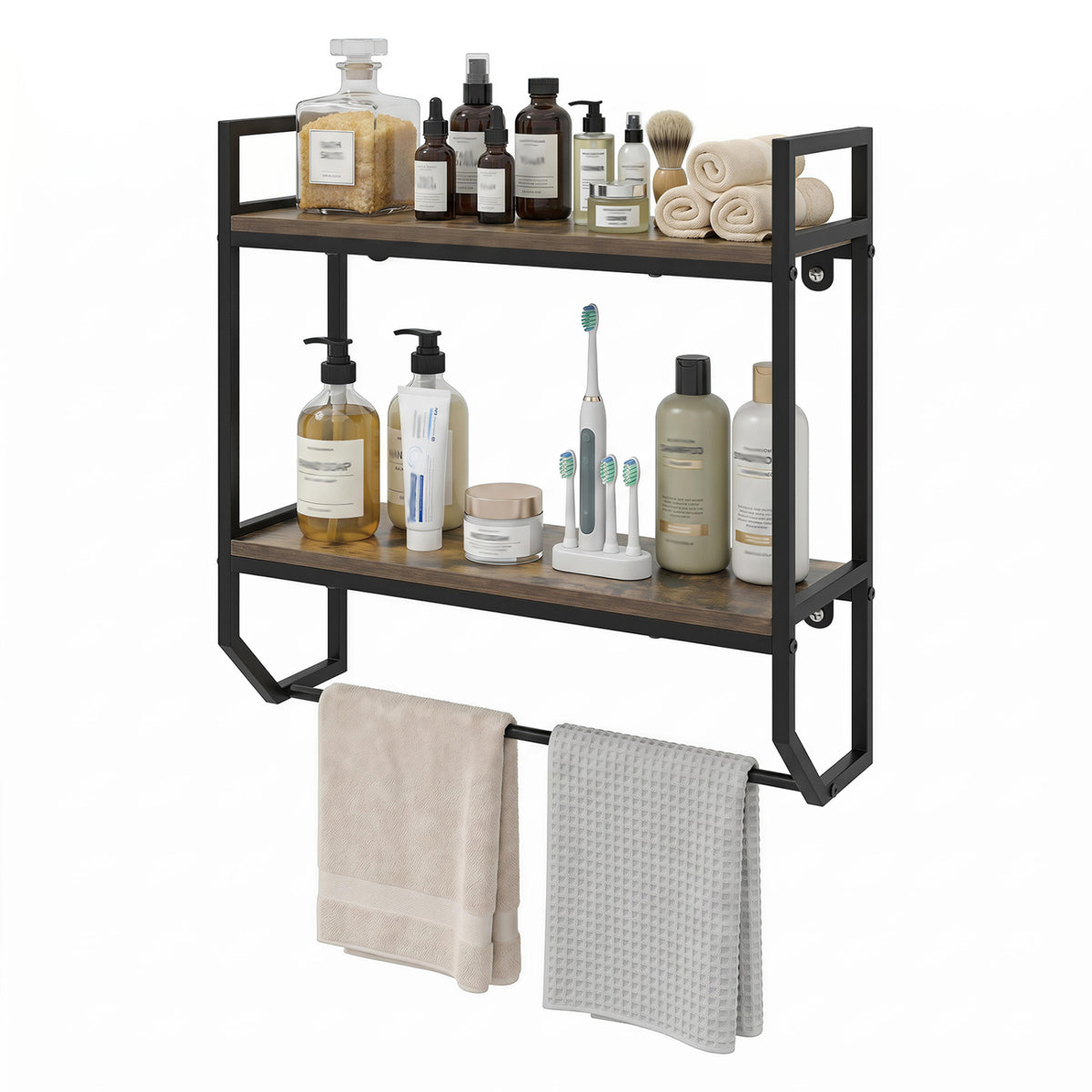 Over the Toilet Shelf Wall Mounted for Bathroom with Metal Frame-Gray