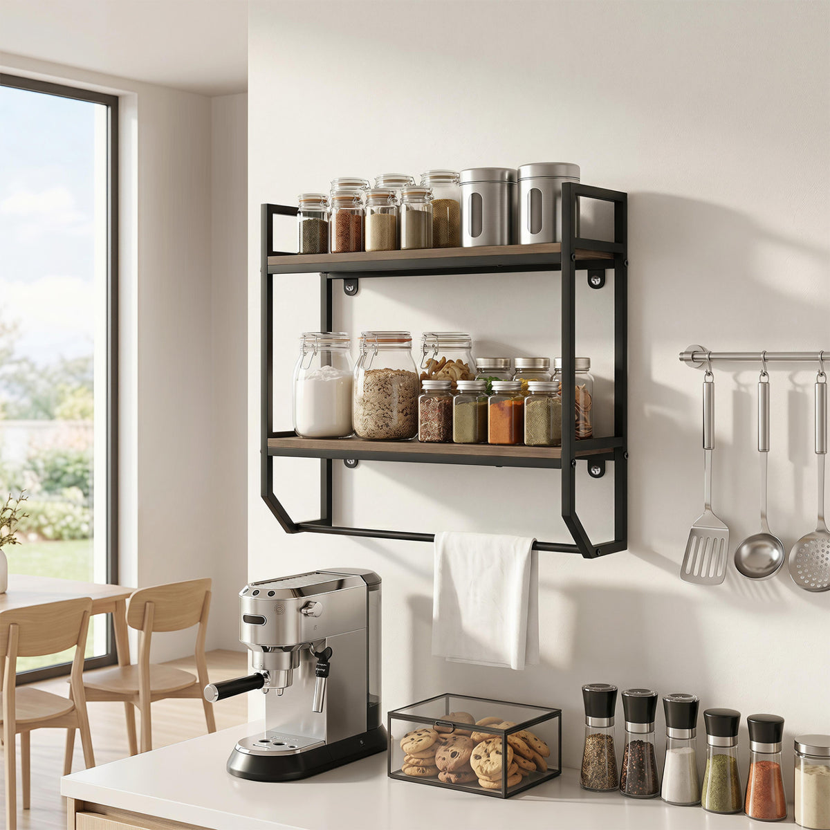 Over the Toilet Shelf Wall Mounted for Bathroom with Metal Frame-Gray