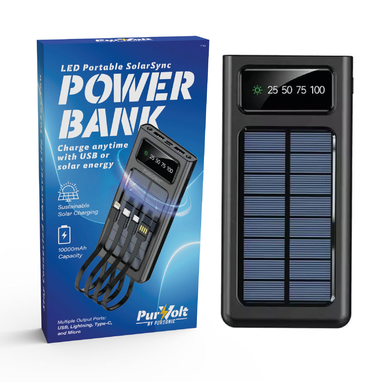 LED Portable Solarsync Power Bank – PoLED Portable Solarsync Power Bank – Power Anytime, Anywherewer Anytime, Anywhere by Pursonic
