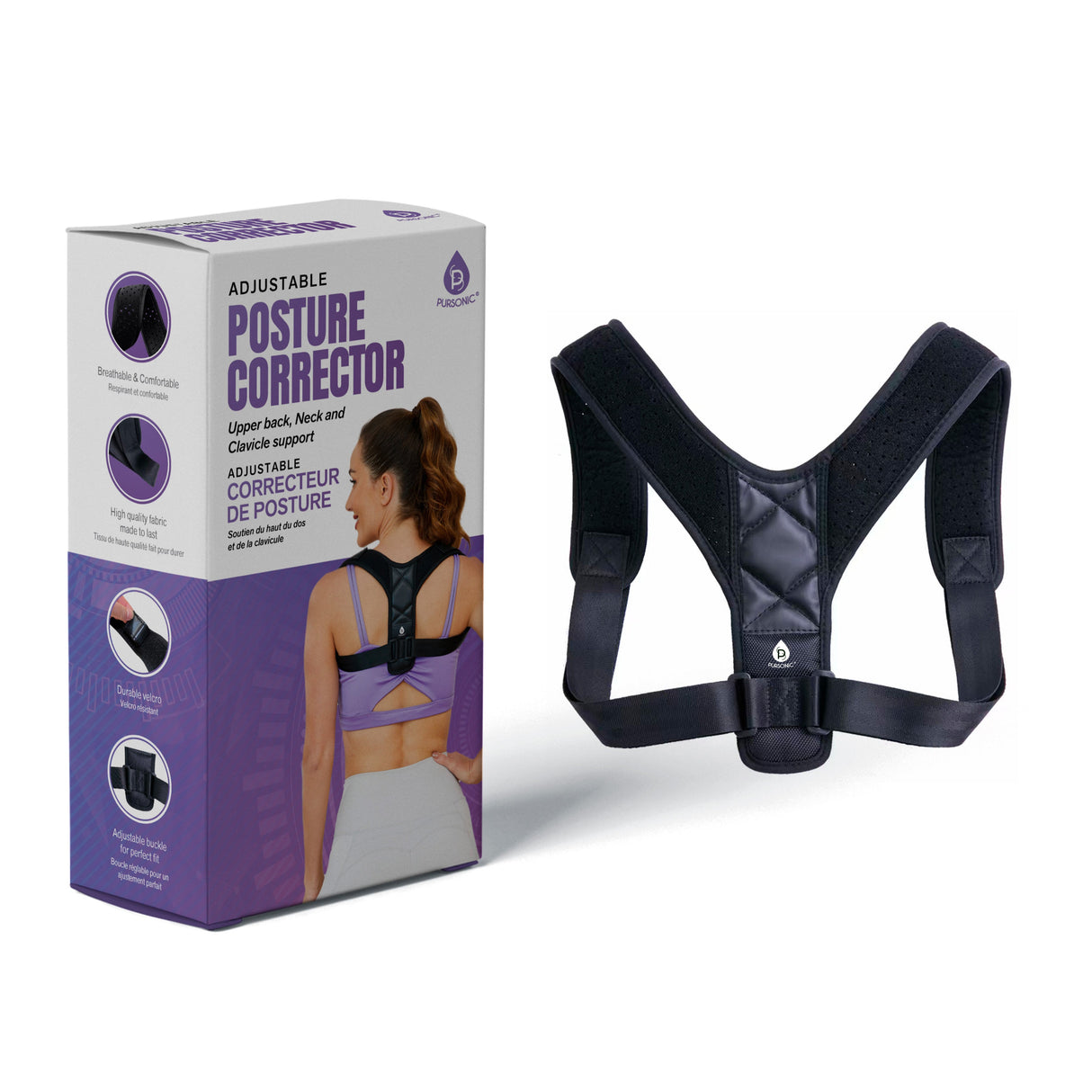 Adjustable Posture Corrector Upper Back, Neck and Clavicle Support by Pursonic
