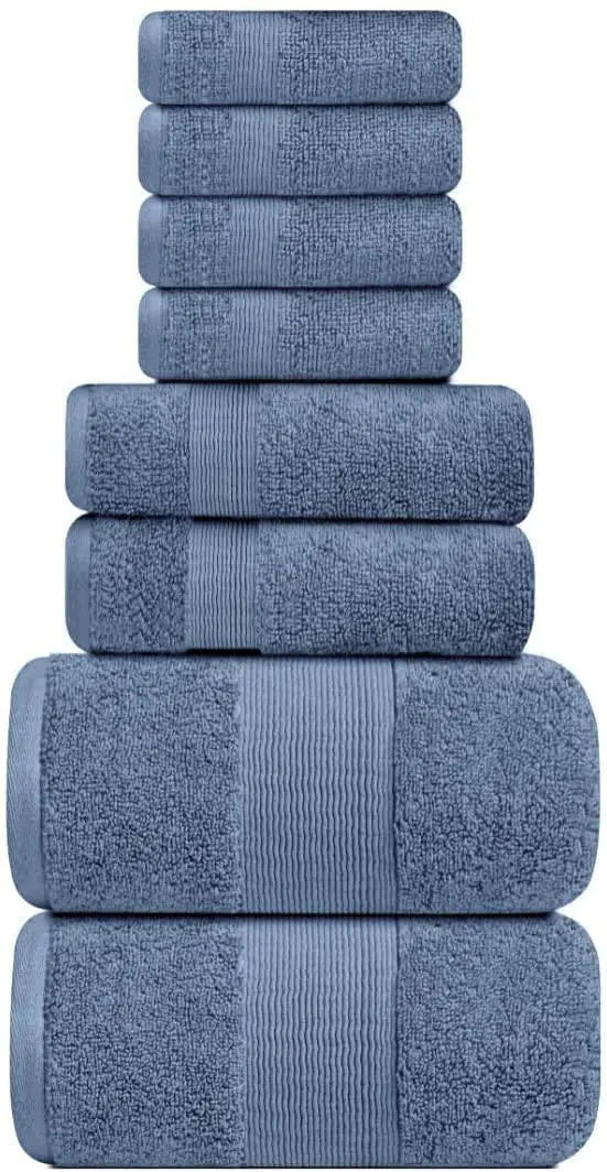 Resort Collection Soft Bath Towel Set 8 Pcs Luxury Hotel Plush Absorbent Cotton