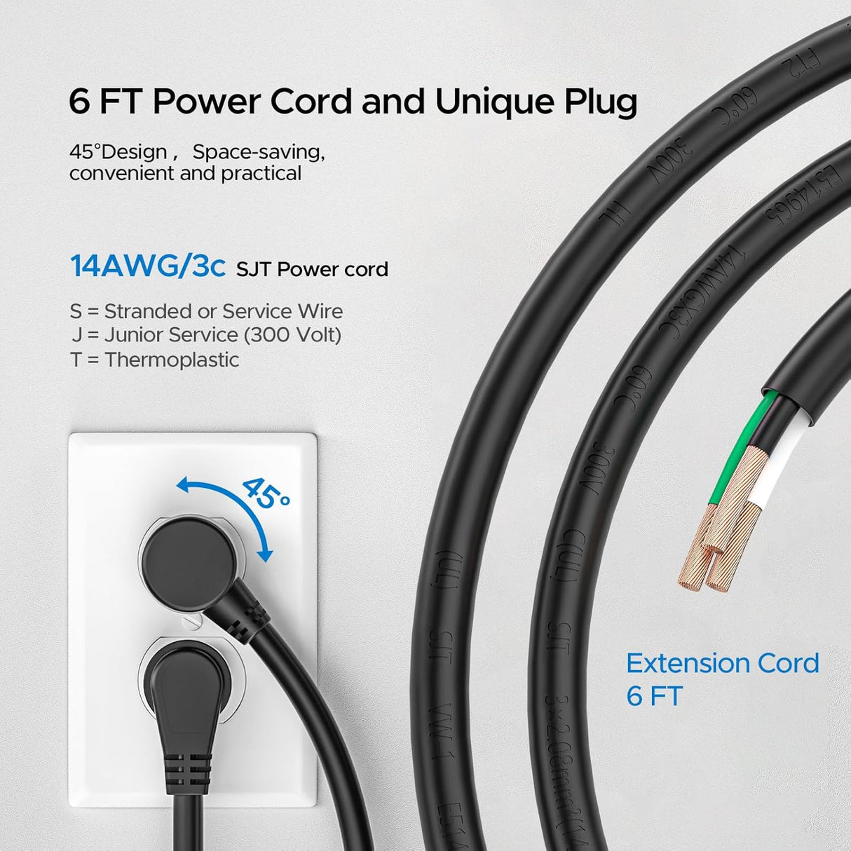 CRST 2 Pack 8 Outlet Metal Heavy Duty Power Strip 2100J Surge Protector 15A 1875W Mountable Wide Spaced Power Bar 6FT Flat Plug Extension Cord