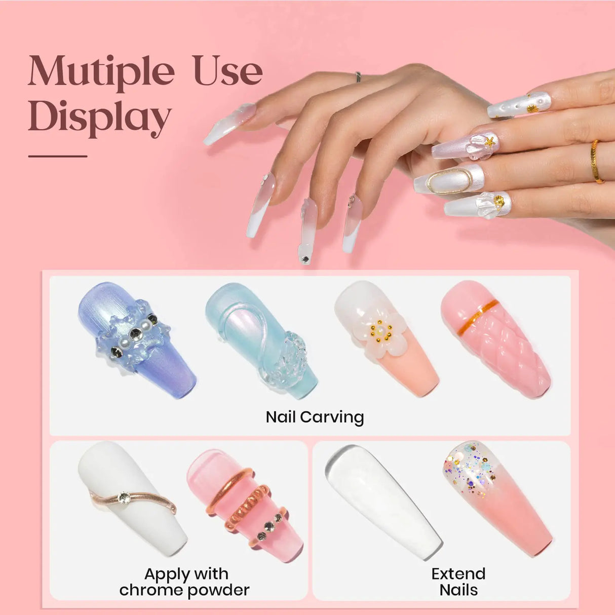 MIZHSE Solid Builder Gel, Nail Sculpture Gel Non-Sticky 4 Colors Nude Clear White Pink Hard Builder Gel Nails UV LED Nail Extension Gel For Nail Salon Home Manicure C-Classic Colors * 4