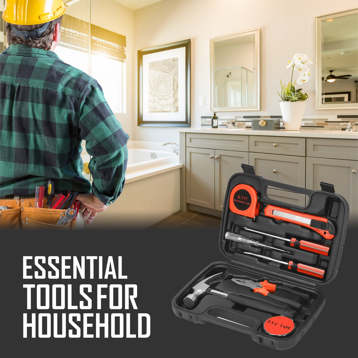 Power & Repair Kit: Rechargeable Electric Screwdriver & 9-Piece Handy Tool Set