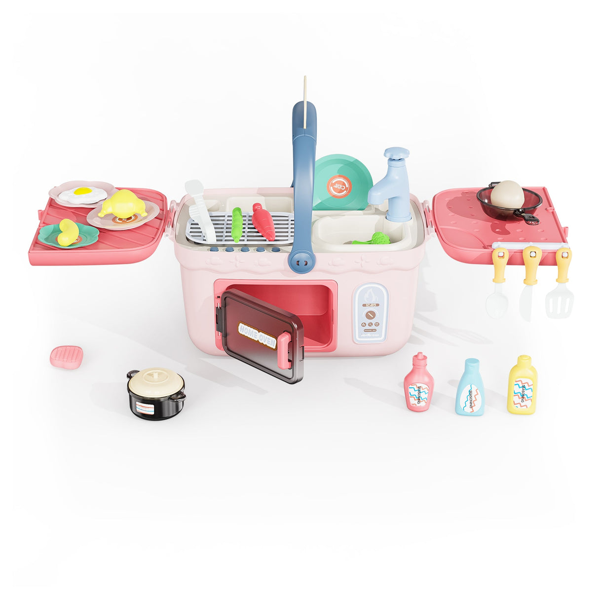Contixo Kids Kitchen & Picnic Playset, Toddler Toys, Ages 3+, Interactive Grill, Sink & Oven, Mini Kitchen w/ Music & Lights, Color-Changing Foods, Boys & Girls by Contixo