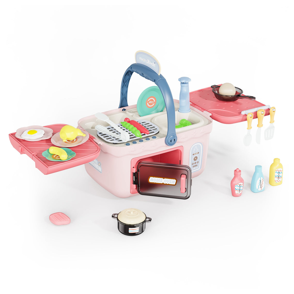Contixo Kids Kitchen & Picnic Playset, Toddler Toys, Ages 3+, Interactive Grill, Sink & Oven, Mini Kitchen w/ Music & Lights, Color-Changing Foods, Boys & Girls by Contixo