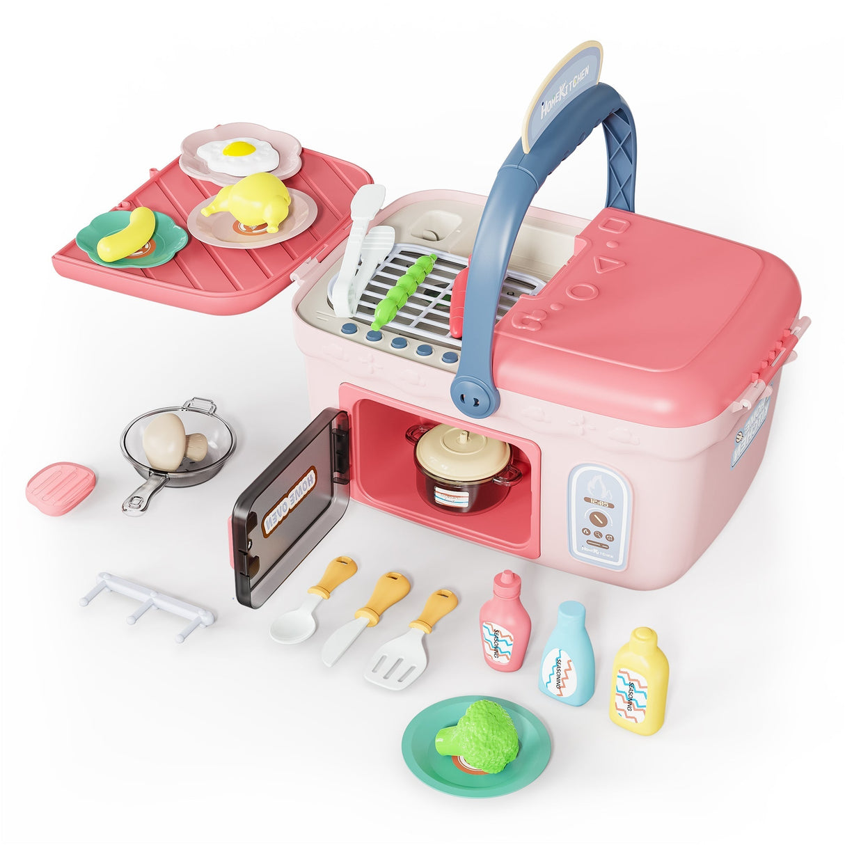 Contixo Kids Kitchen & Picnic Playset, Toddler Toys, Ages 3+, Interactive Grill, Sink & Oven, Mini Kitchen W/ Music & Lights, Color-Changing Foods, Boys & Girls