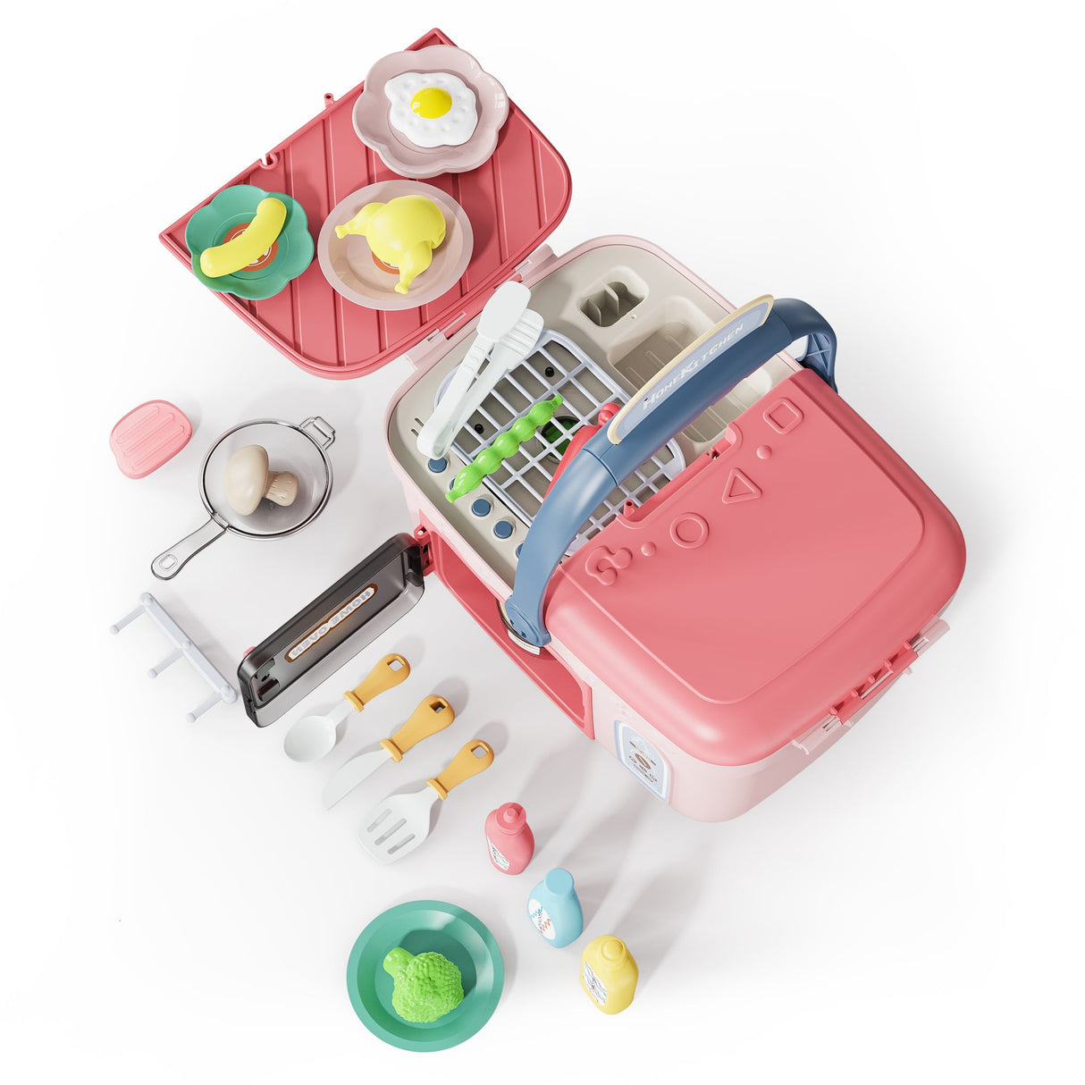 Contixo Kids Kitchen & Picnic Playset, Toddler Toys, Ages 3+, Interactive Grill, Sink & Oven, Mini Kitchen w/ Music & Lights, Color-Changing Foods, Boys & Girls by Contixo