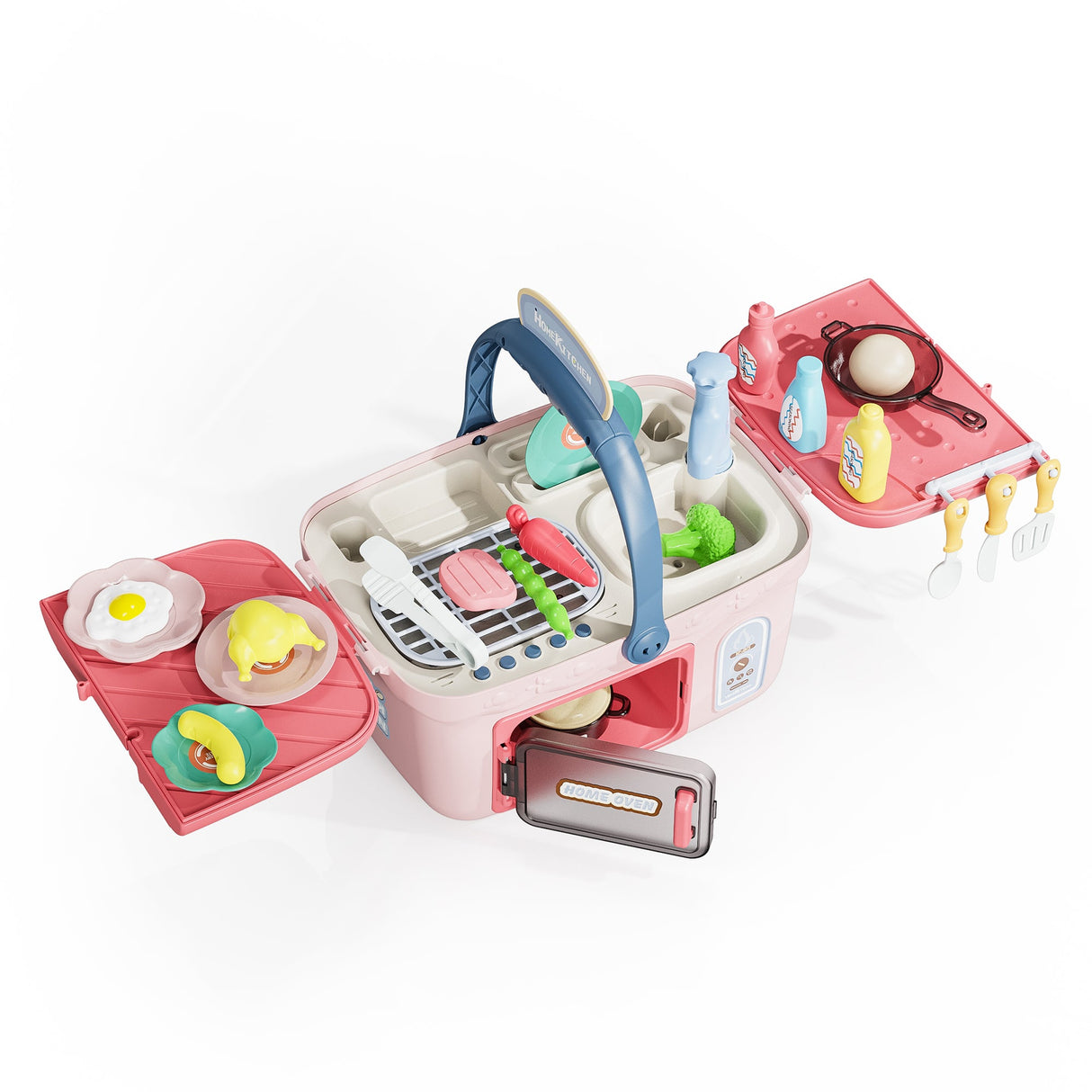 Contixo Kids Kitchen & Picnic Playset, Toddler Toys, Ages 3+, Interactive Grill, Sink & Oven, Mini Kitchen w/ Music & Lights, Color-Changing Foods, Boys & Girls by Contixo