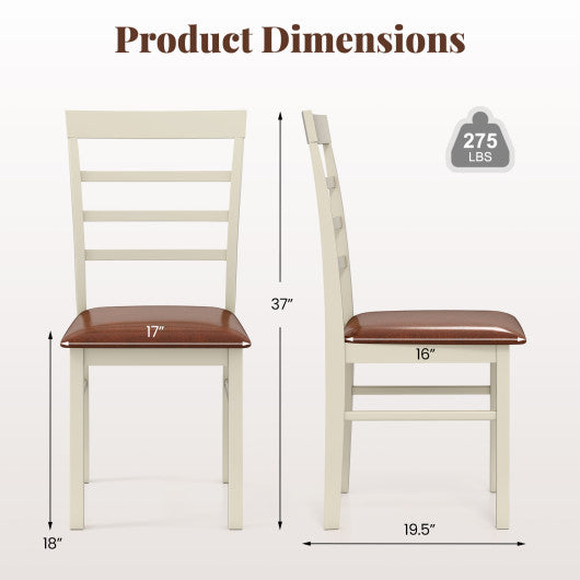 PU Leather Upholstered Armless Wooden Dining Chair Set of 2-White